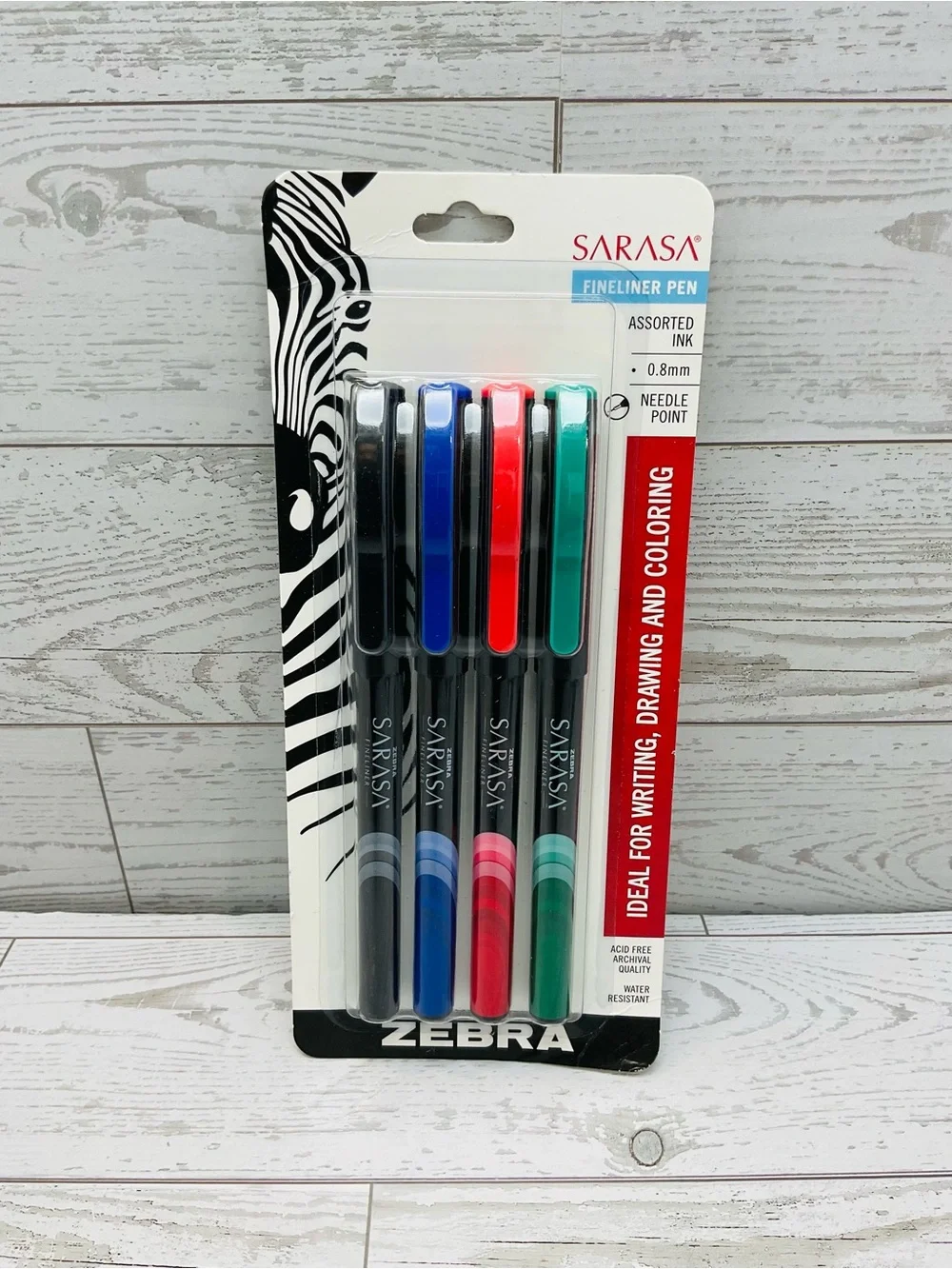 Zebra Sarasa 0.8mm Needle Point Fineliner Pens 4 Pack New